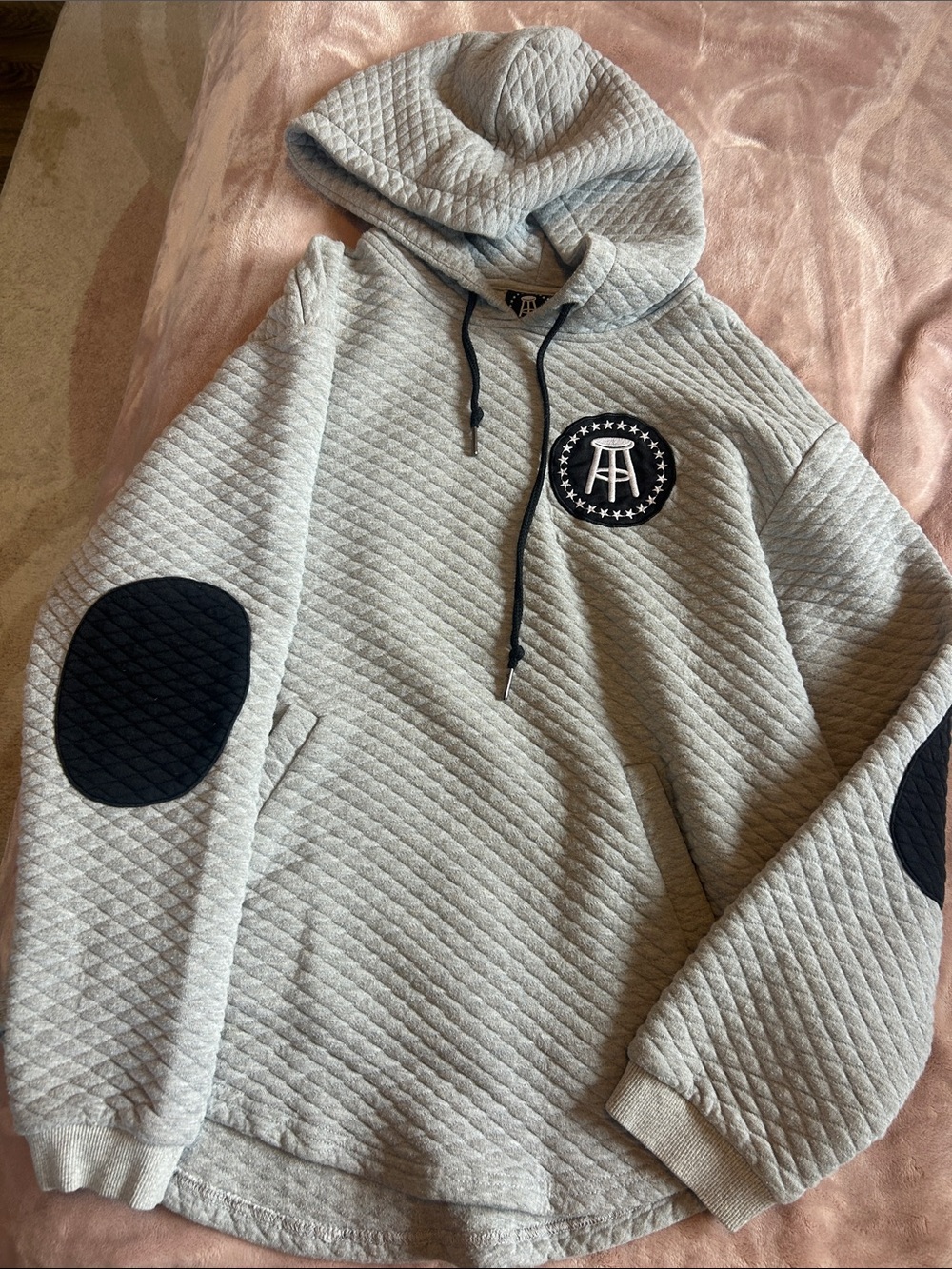 Barstool Quilted Pullover Hoodie - Light Gray